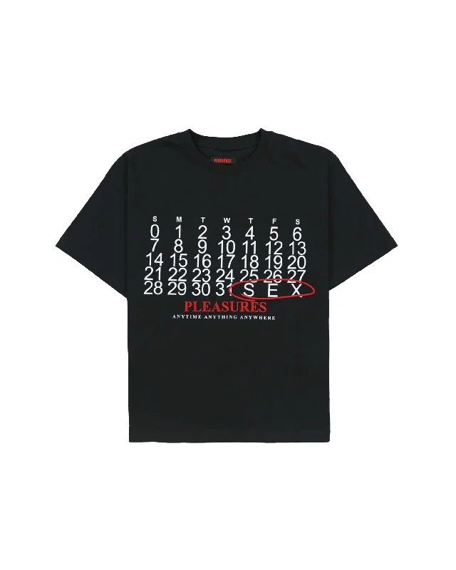 Calendar Heavyweight T-shirt - Black-- Mesh Blend Leather Blend Suede Blend