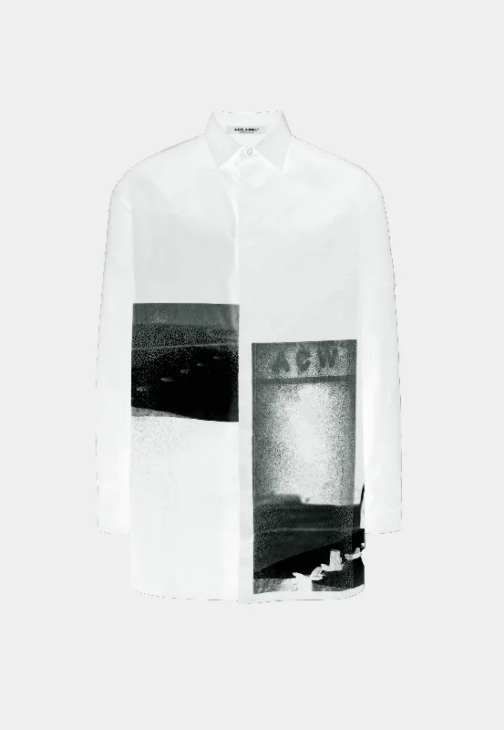 A Cold Wall Bouchards Shirt White-- Print Jacquard Patchwork