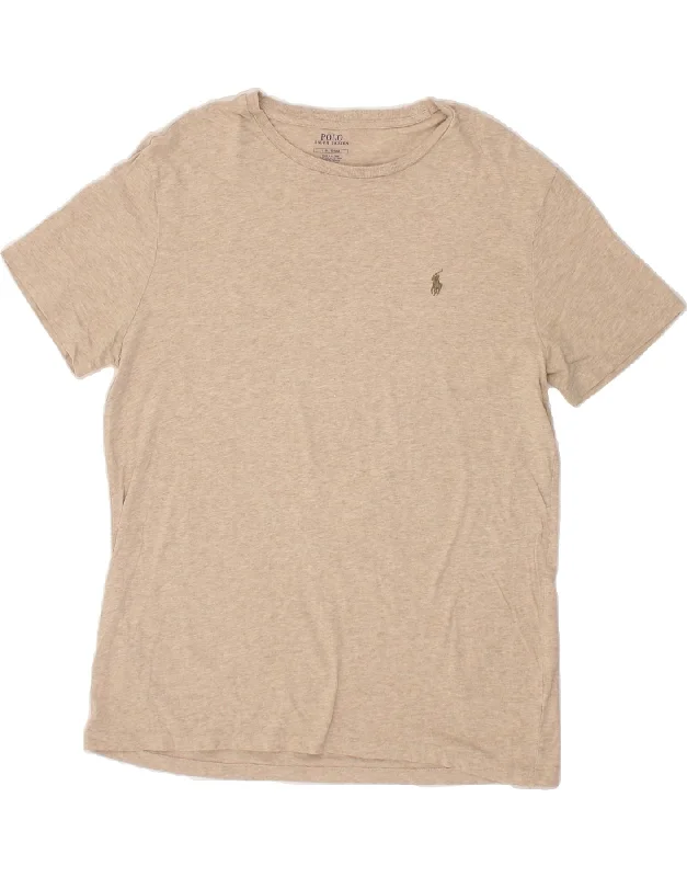 POLO RALPH LAUREN Mens T-Shirt Top Large Beige-- Sequined Glittery Shiny