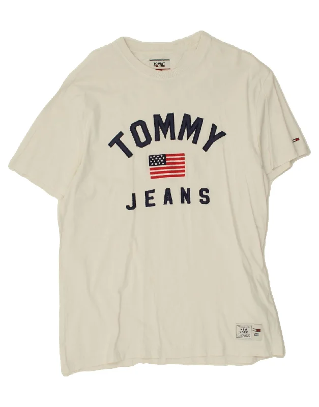 TOMMY HILFIGER Mens Graphic T-Shirt Top XL White Cotton-- Striped Floral Plaid