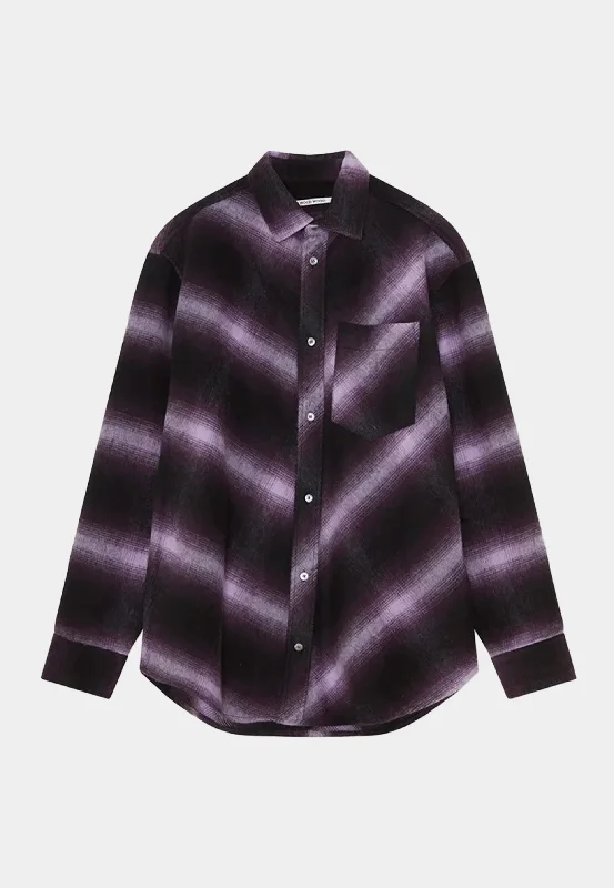 Wood Wood Nico Bias Flannel Shirt - Dark purple-- Satin Fabric Silk Fabric Chiffon Fabric