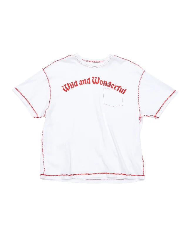 Box T-Shirt - White / Red-- Beaded Sequined Faux Fur