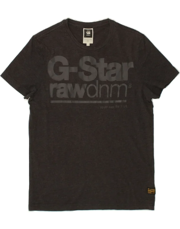 G-STAR Mens Graphic T-Shirt Top Medium Grey Flecked Cotton-- Houndstooth Herringbone Solid