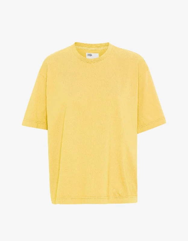 Oversized Organic T-Shirt - Lemon Yellow-- Hooded Caped Shawl Collar