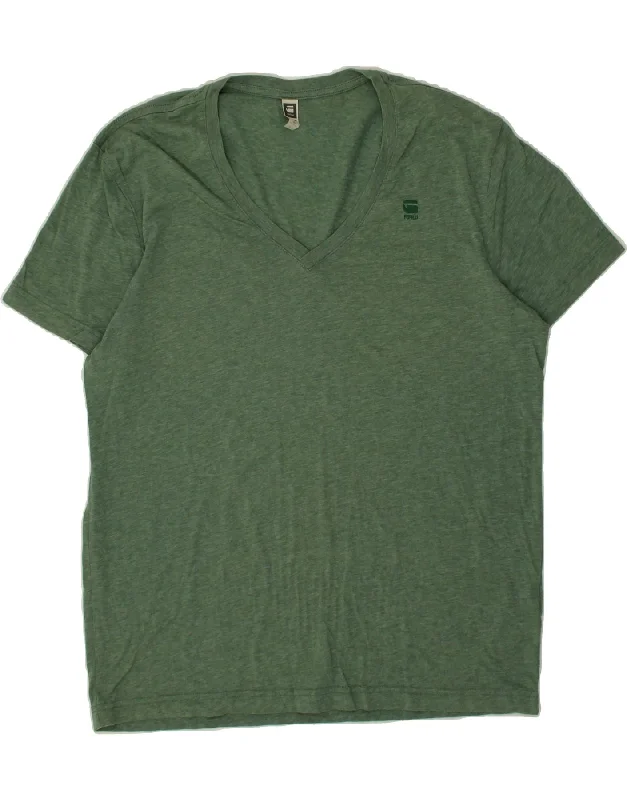 G-STAR Mens T-Shirt Top XL Green Flecked Cotton-- Chenille Brocade Lace