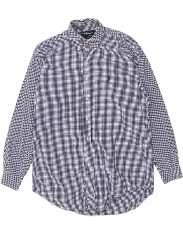 RALPH LAUREN Mens Blake Shirt Medium Blue Check Cotton-- Casual Formal Business