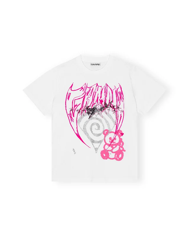 Basic Jersey Elements Relaxed T-Shirt - Bright White-- Real Fur Shearling Chenille