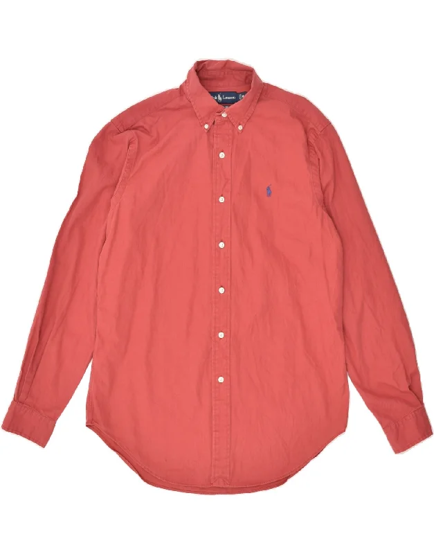 RALPH LAUREN Mens Shirt Medium Red Cotton-- Real Fur Shearling Chenille