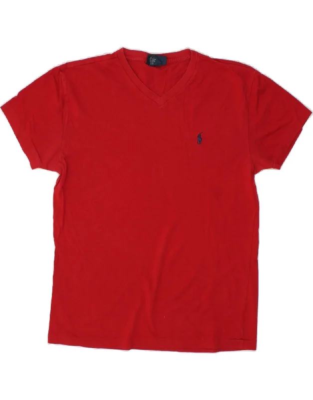 RALPH LAUREN Mens T-Shirt Top Small Red Cotton-- Satin Fabric Silk Fabric Chiffon Fabric