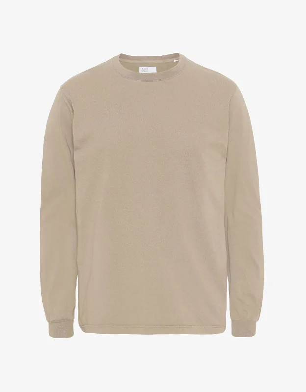 Oversized Organic LS T-shirt - Oyster Grey-- Wool Fabric Cashmere Fabric Tweed Fabric