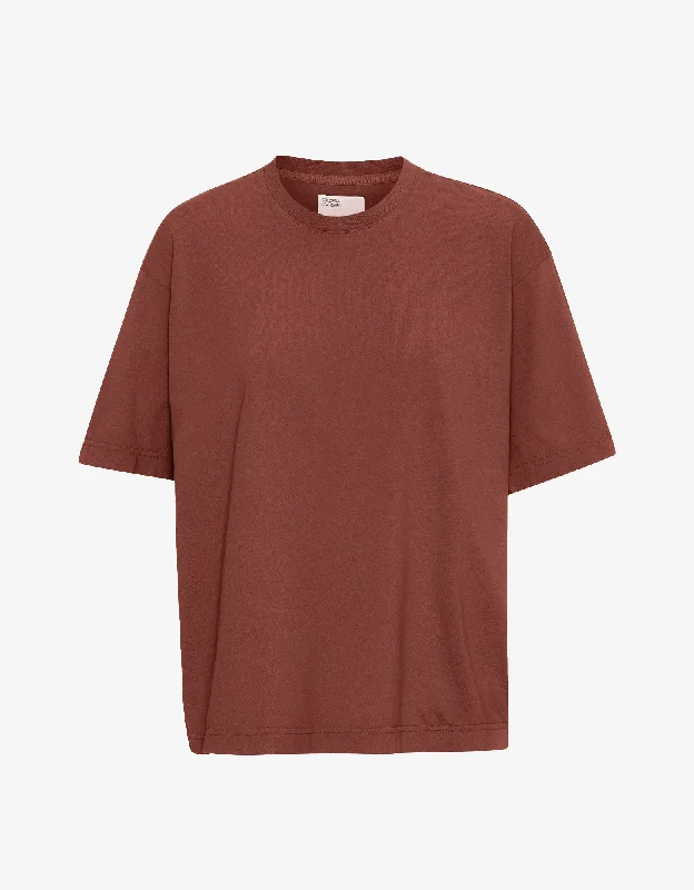 Oversized Organic T-Shirt - Cinnamon Brown-- Silk Blend Satin Velvet