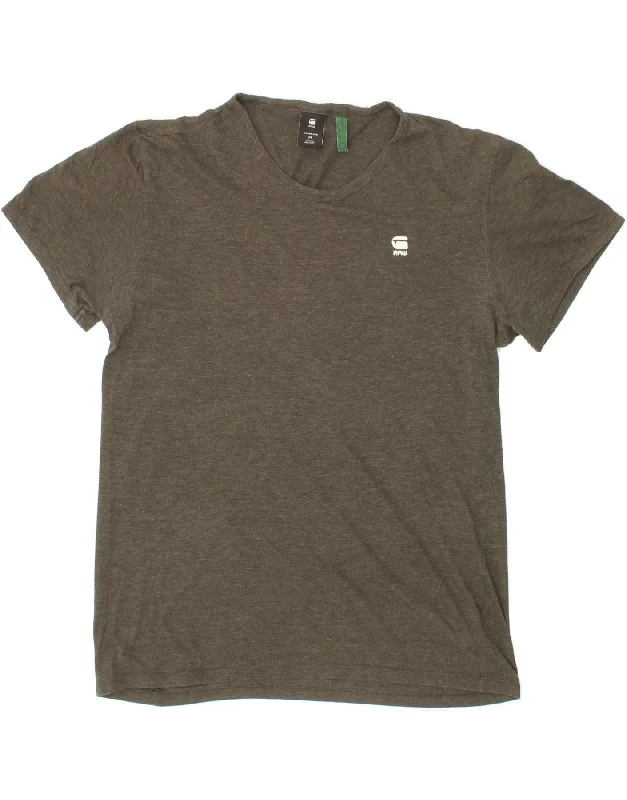 G-STAR Mens T-Shirt Top Medium Grey Cotton-- Print Jacquard Patchwork