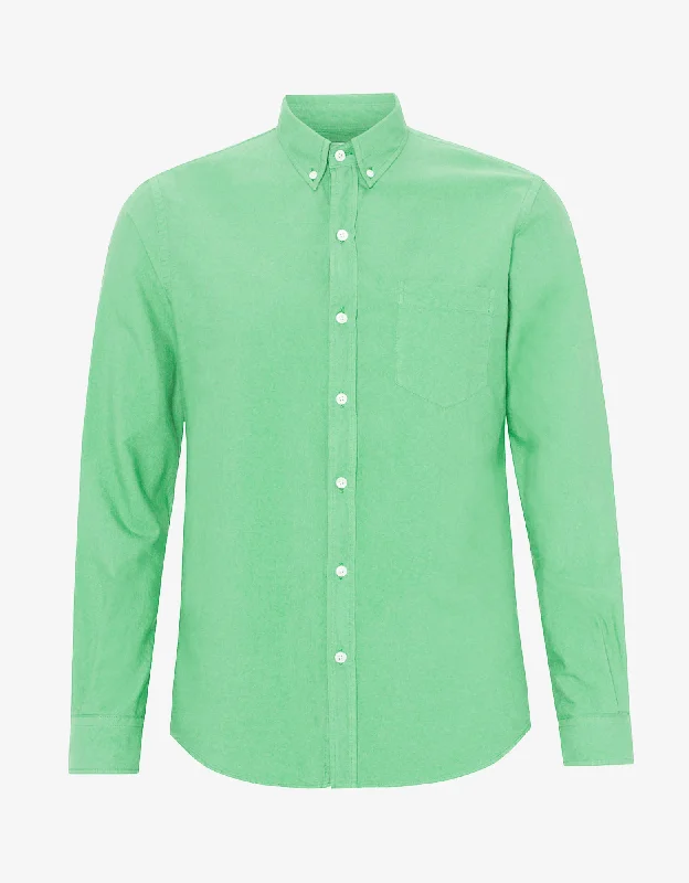 Organic Button Down Shirt - Spring Green-- Fleece Fabric Down Fabric Feather Fabric