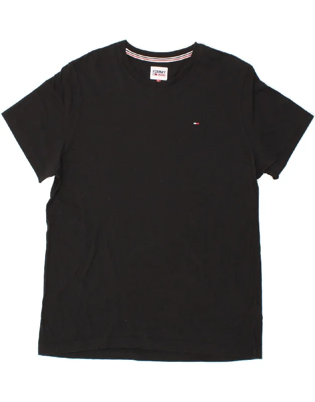 TOMMY HILFIGER Mens T-Shirt Top 2XL Black Cotton-- Houndstooth Herringbone Solid