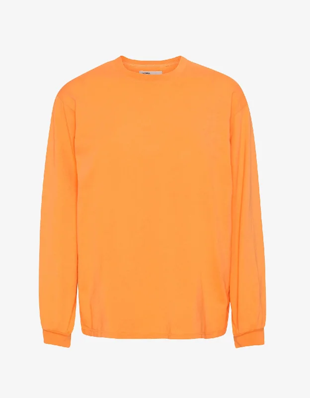 Oversized Organic LS T-shirt - Sunny Orange-- Lace Blend Ribbed Blend Corduroy Blend