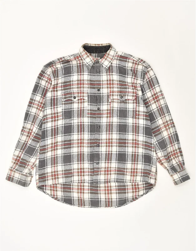 LEVI'S Mens Flannel Shirt XL Grey Check Cotton-- Thin T-Shirt Open Front Quick Dry