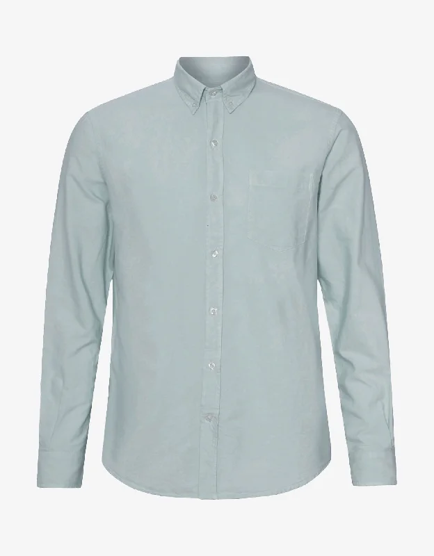 Organic Button Down Shirt - Cloudy Grey-- Mesh Fabric Canvas Fabric Denim Fabric