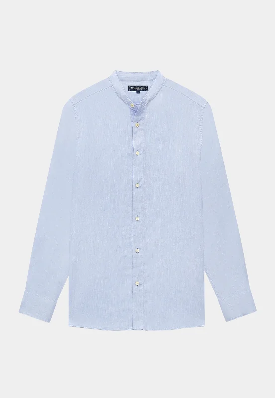 Frescobol Jorge Linen Shirt L/S Baby-Blue-- Mesh Blend Leather Blend Suede Blend