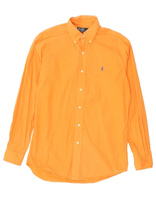 POLO RALPH LAUREN Mens Shirt Small Yellow Cotton-- Spandex Blend Rayon Blend Denim Blend