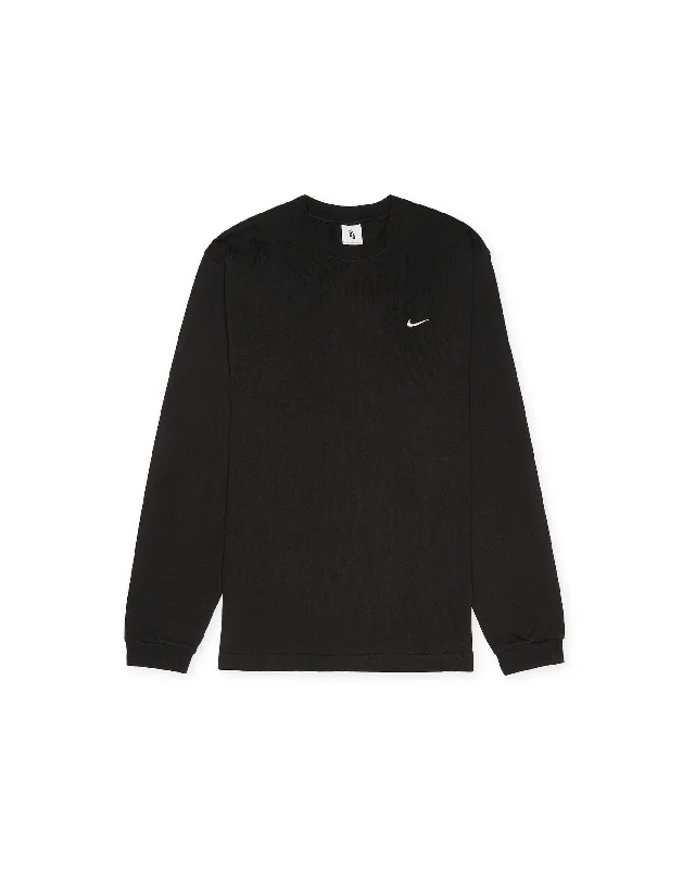 Solo Swoosh L/S T-Shirt - Black / White-- Fleece Nylon Spandex