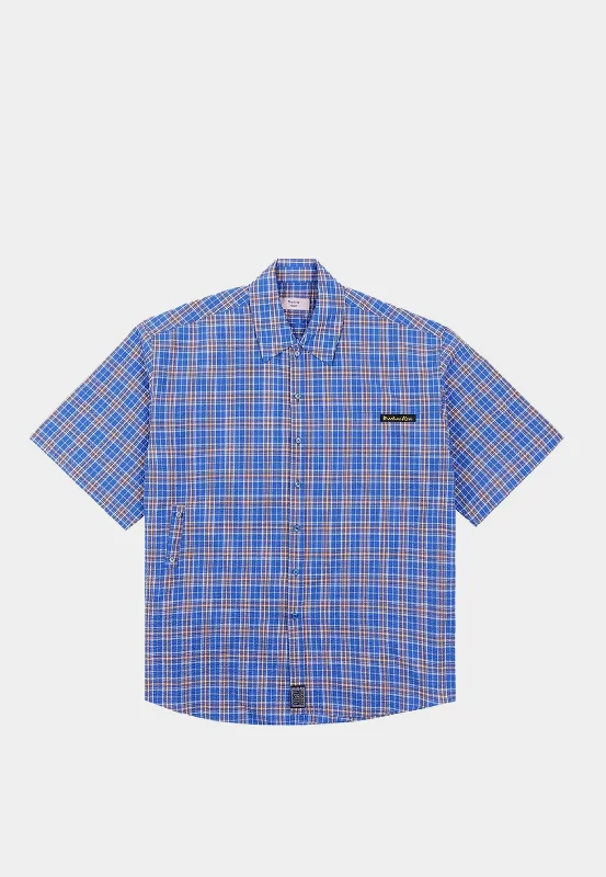 Martine Rose S/S Wrap Shirt Bluchk/ Blue-- Chenille Brocade Lace