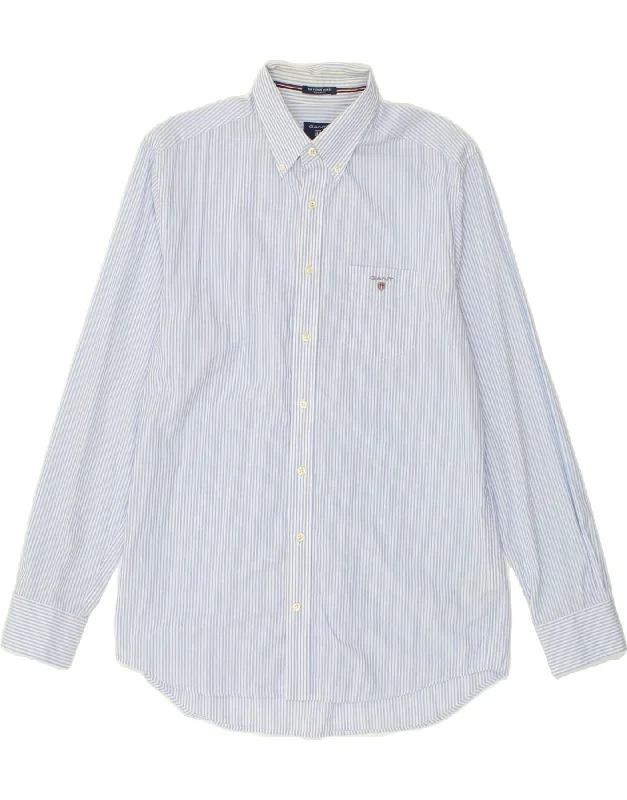 GANT Mens Regular Fit Shirt Size 41/42 16 1/2 Large Blue Pinstripe Cotton-- Collared Crew Neck Turtle Neck