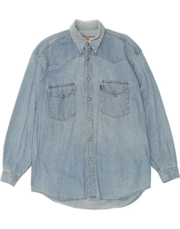 LEVI'S Mens Denim Shirt Medium Blue-- Boxy Fit Fitted Loose