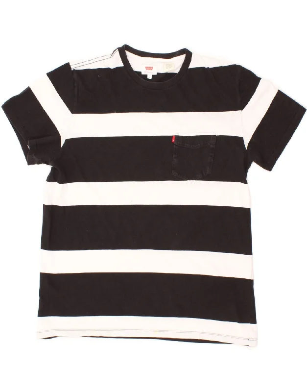 LEVI'S Mens T-Shirt Top Large Black Colourblock Cotton-- Chenille Fabric Brocade Fabric Lace Fabric