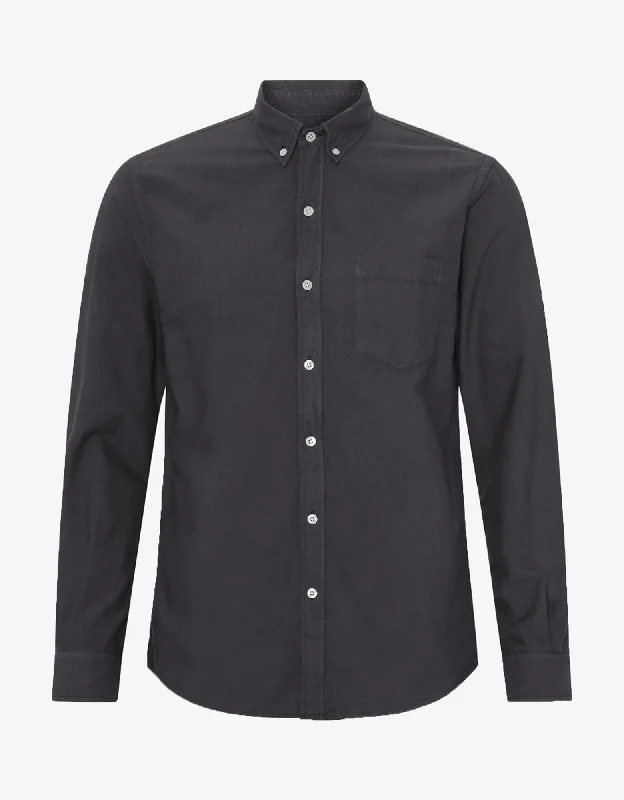 Organic Button Down Shirt - Lava Grey-- Mesh Fabric Canvas Fabric Denim Fabric