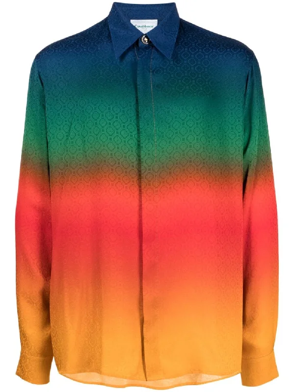 Casablanca Longsleeve Silk Shirt Peace Gradient-- Layered Multi-layer Single Layer
