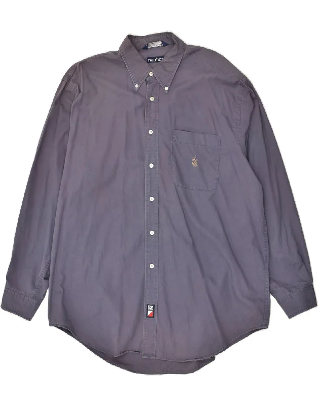 NAUTICA Mens Shirt XL Grey Cotton-- Modern Contemporary Chic