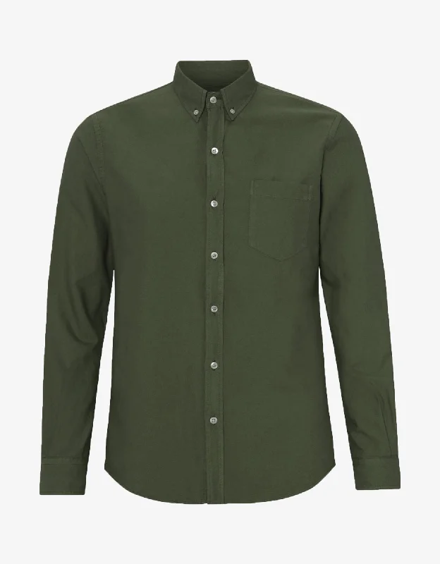 Organic Button Down Shirt - Seaweed Green-- Elegant Classic Vintage