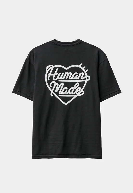 Human Made Heart Badge T-Shirt Black-- Beaded Sequined Faux Fur