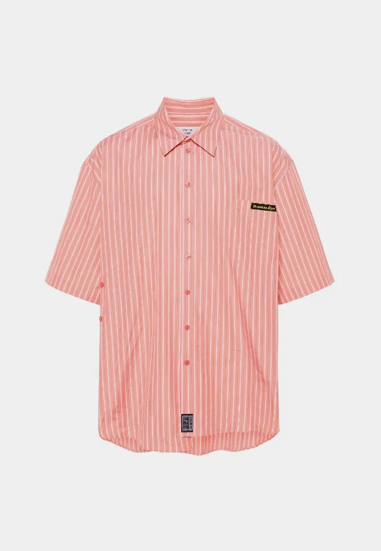 Martine Rose S/S Wrap Shirt Pnkgrs/ Pink Green-- Mesh Canvas Denim