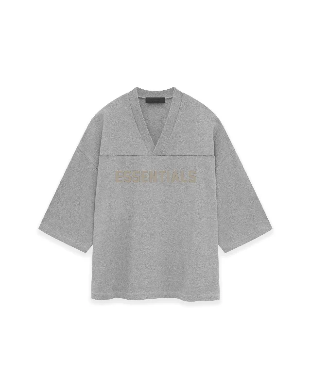 Essentials Football T-Shirt - Dark Heather Oatmeal-- Polka Dot Checkered Tartan