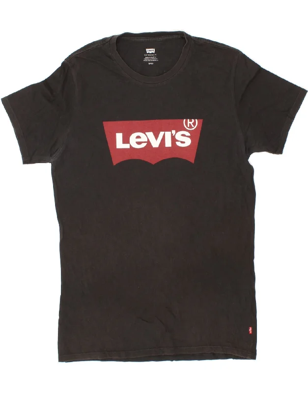 LEVI'S Mens Graphic T-Shirt Top Small Black Cotton-- Knit Fabric Woven Fabric Fleece Fabric