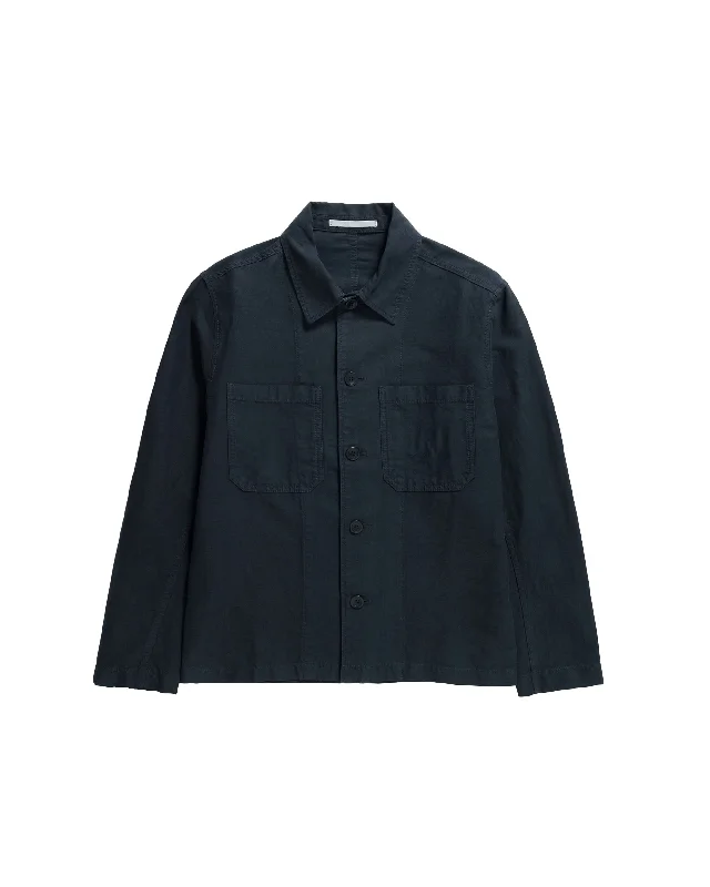 Tyge Cotton Linen Overshirt - Dark Navy-- Cotton Fabric Linen Fabric Terry Fabric