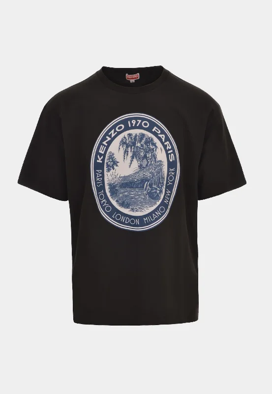 Kenzo Tiger Patch Oversize T-shirt 99J Black-- Cashmere Blend Cotton Blend Poly Blend
