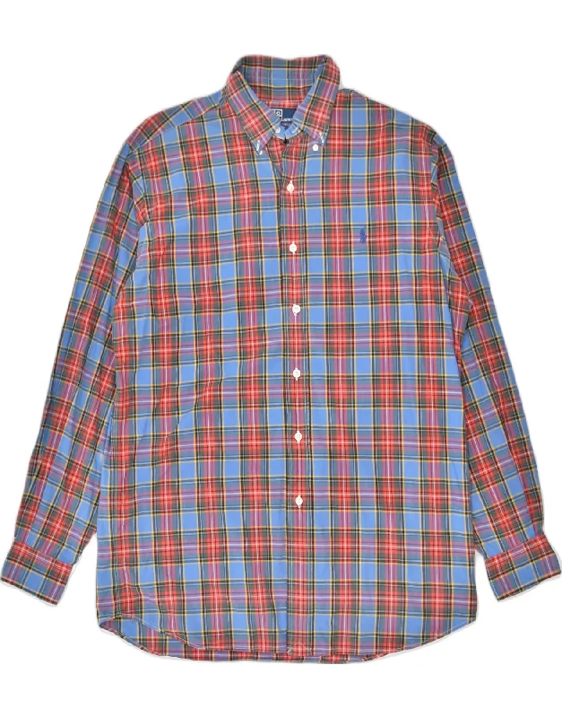 POLO RALPH LAUREN Mens Ellington Shirt Medium Multicoloured Plaid Cotton-- Sequined Glittery Shiny