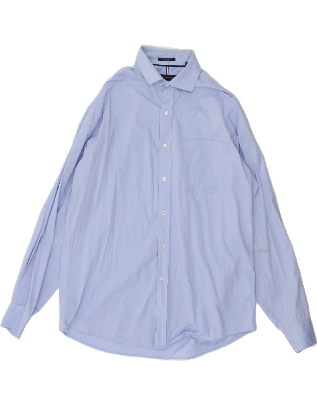 TOMMY HILFIGER Mens Regular Fit Shirt Size 16 1/2 Large Blue Spotted-- Print Jacquard Patchwork