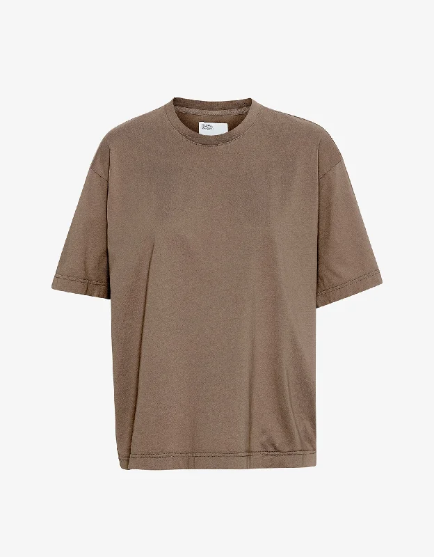 Oversized Organic T-Shirt - Warm Taupe-- Iron Safe Non-Iron Wrinkle Free