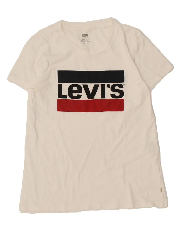 LEVI'S Womens Graphic T-Shirt Top UK 6 XS White Cotton-- Plaid T-Shirt Polka Dot Checkered