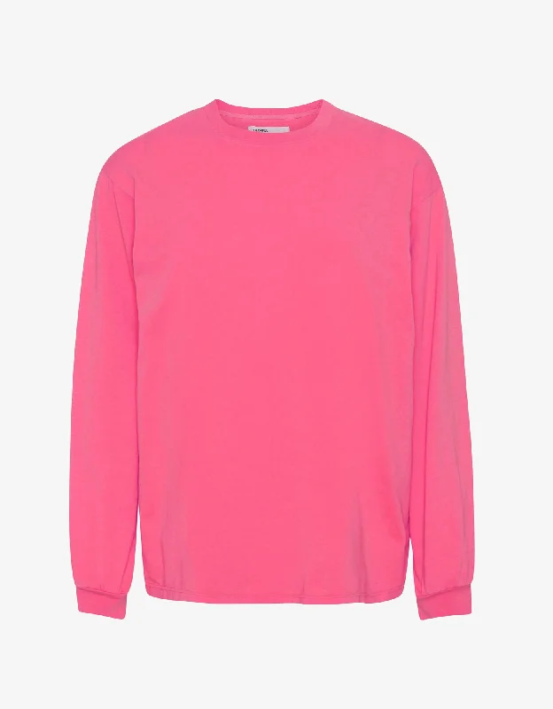 Oversized Organic LS T-shirt - Bubblegum Pink-- Handmade Hand-knitted Hand-woven