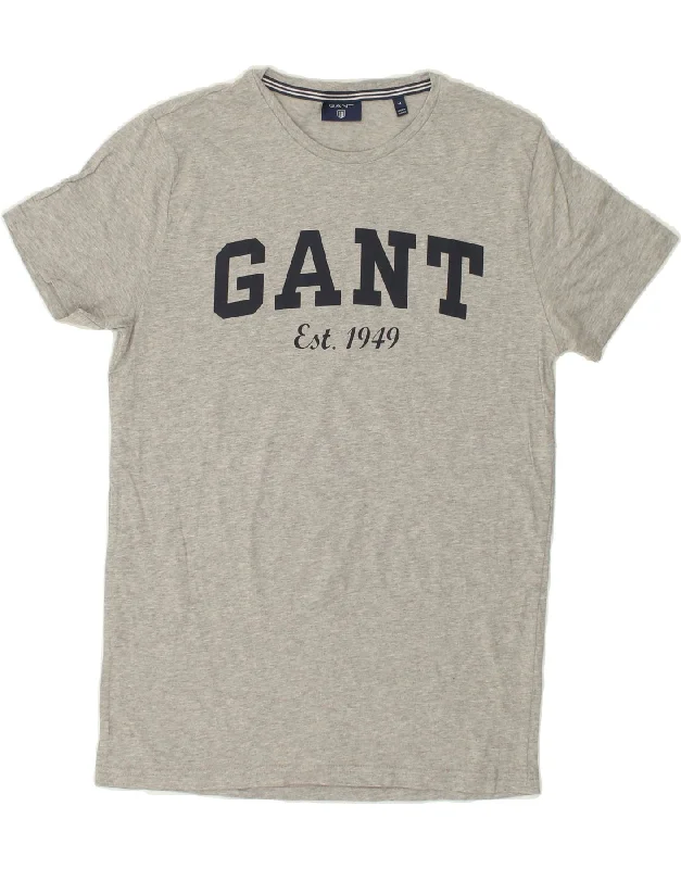 GANT Mens Graphic T-Shirt Top Medium Grey Flecked Cotton-- Lace Blend Ribbed Blend Corduroy Blend