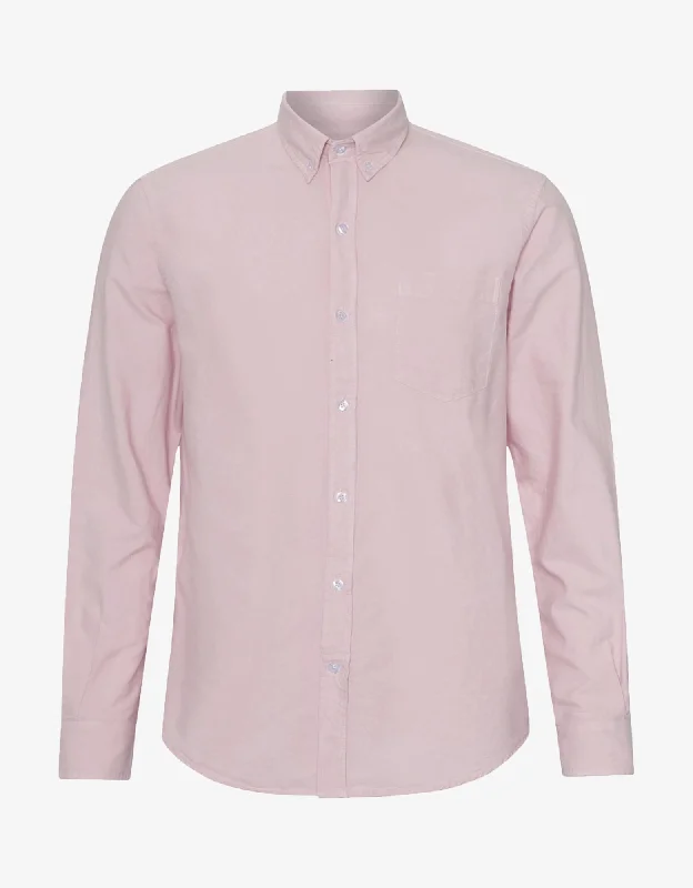Organic Button Down Shirt - Faded Pink-- Zippered Buttoned Snapped