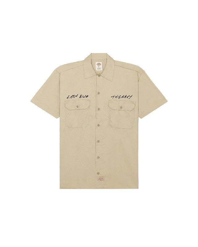 Therapy "Reloved" Dickies Work Shirt - Khaki-- Satin Blend Silk Blend Wool Blend