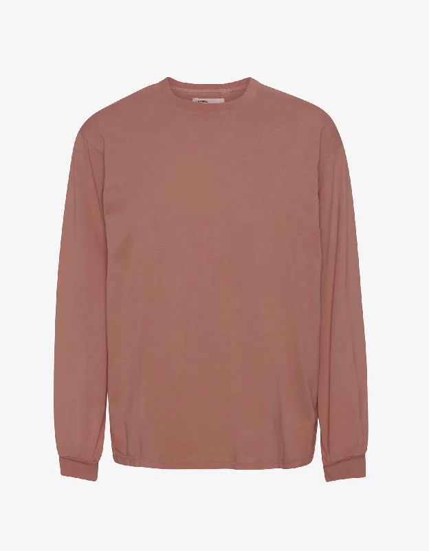 Oversized Organic LS T-shirt - Rosewood Mist-- Handmade Hand-knitted Hand-woven