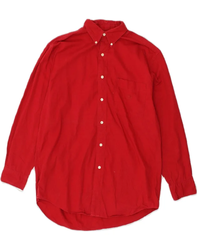 CHAPS RALPH LAUREN Mens Shirt Medium Red Cotton-- Striped Floral Plaid