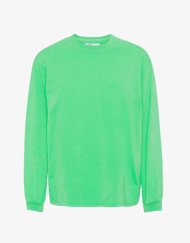 Oversized Organic LS T-shirt - Spring Green-- Lace Blend Ribbed Blend Corduroy Blend