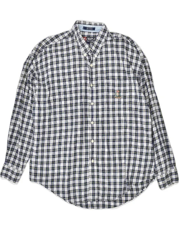 CHAPS RALPH LAUREN Mens Shirt XL Multicoloured Check Cotton 90s-- Lace Blend Ribbed Blend Corduroy Blend